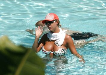 Gemma Atkinson Swimsuit Candids at Pool in Miami