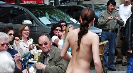 Mix Up nude and nailed in public