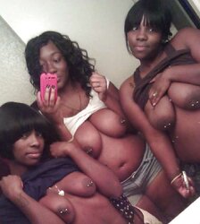 Immense dark-hued areolas ----meaty bevy