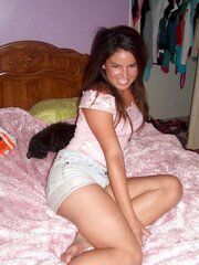 Meow! Fabulous Black-Haired in Bedroom