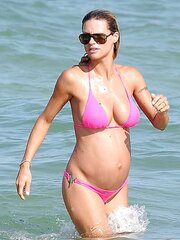 Steamy Pregnant Celeb Michelle Hunziker in Bathing Suit three German
