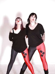 My sis and her gf, jaw-dropping, leggings, stockings, latex,