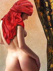 In crimson ....