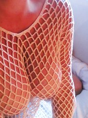 White fishnet top
