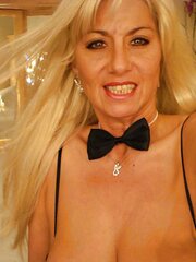 Highly crazy platinum-blonde cougar