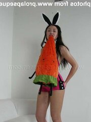 Insane rabbit with giant carrot and large blossom - going knuckle deep to