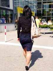 Cuming behind Mega Nylon Breezy in High-Heeled Shoes